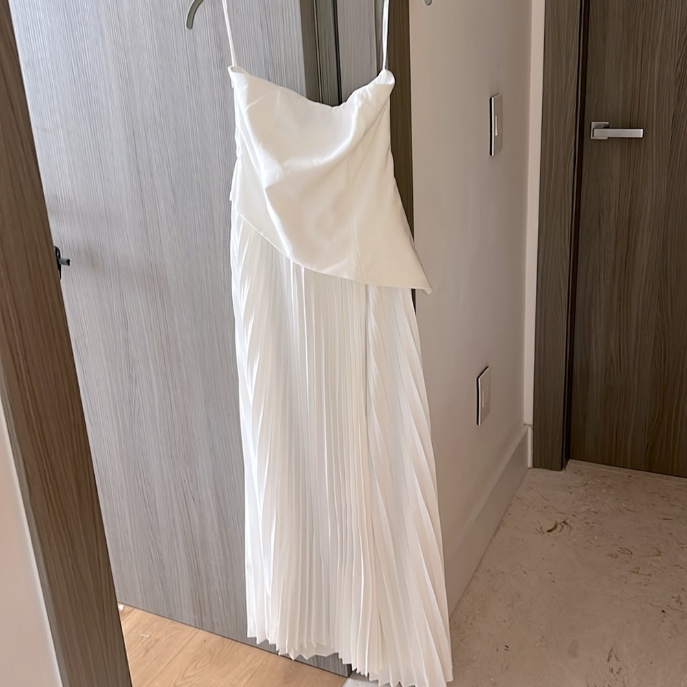 Commense Strapless Pleated Maxi Dress in White - Picture 3 of 11